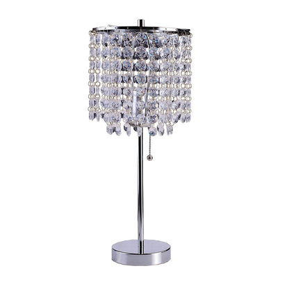 Silver Bedside Table Lamp w/ Shade
