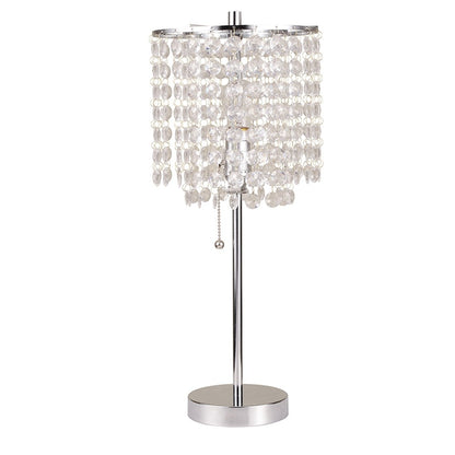 Silver Bedside Table Lamp w/ Shade