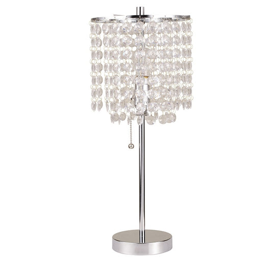 Silver Bedside Table Lamp w/ Shade