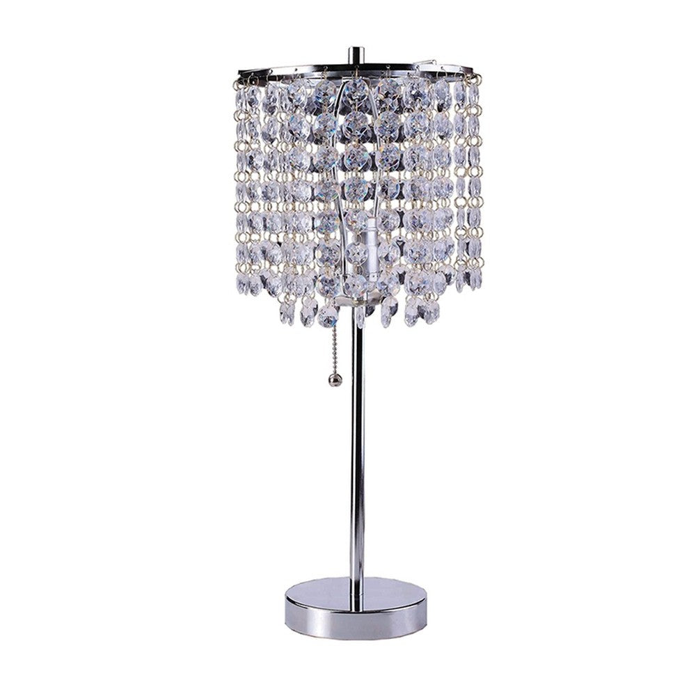 Silver Bedside Table Lamp w/ Shade