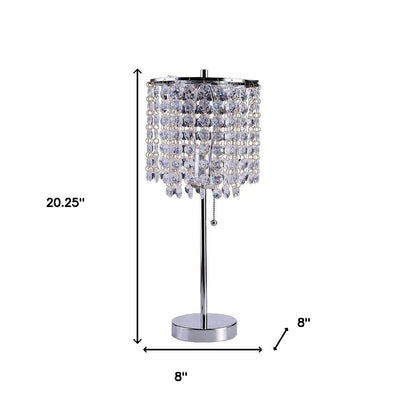 Silver Bedside Table Lamp w/ Shade