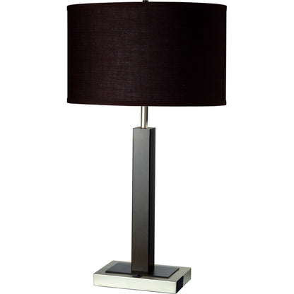Black Polyresin Table Lamp w/ Brown Classic Shade