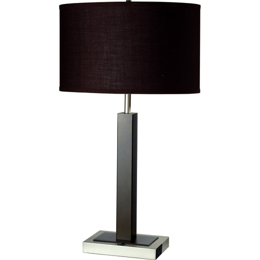 Black Polyresin Table Lamp w/ Brown Classic Shade