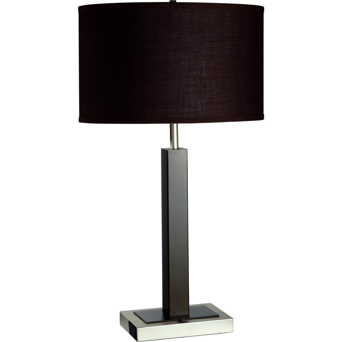 Black Polyresin Table Lamp w/ Brown Classic Shade