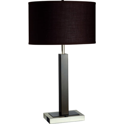 Black Polyresin Table Lamp w/ Brown Classic Shade