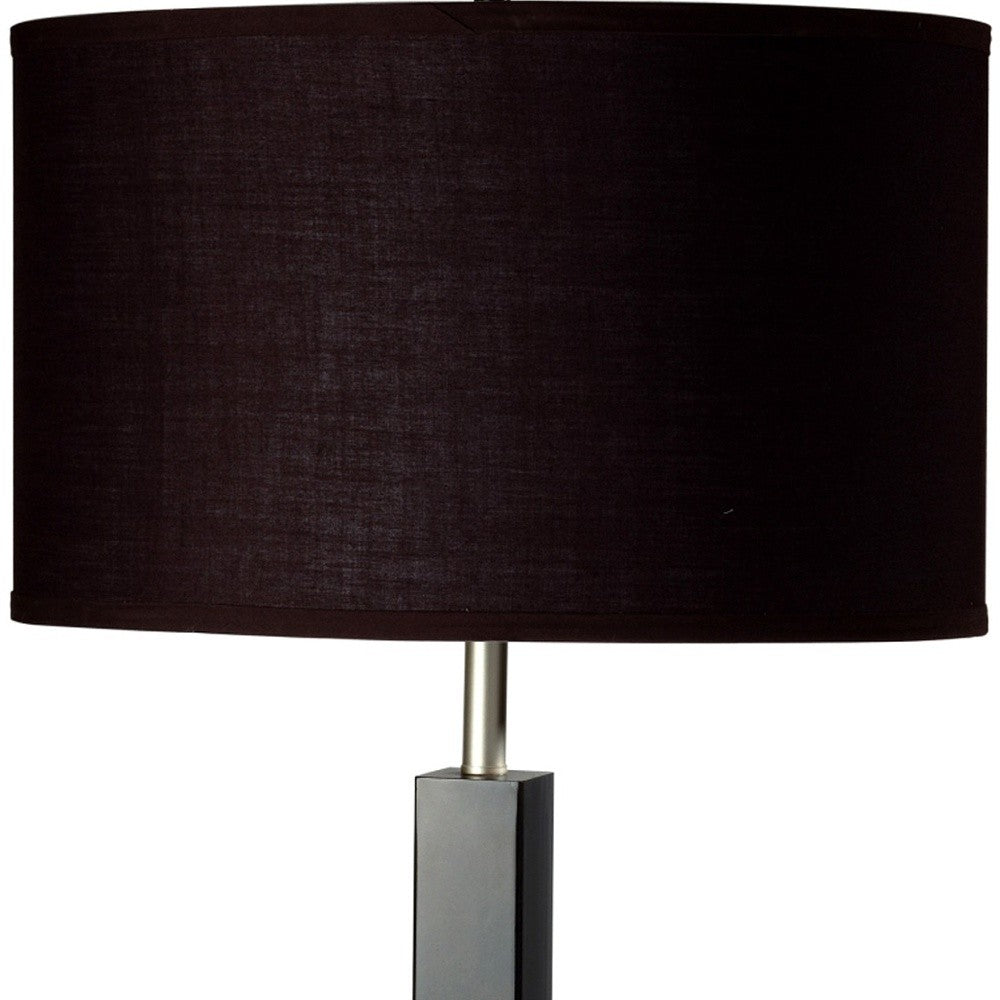 Black Polyresin Table Lamp w/ Brown Classic Shade
