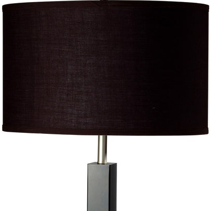 Black Polyresin Table Lamp w/ Brown Classic Shade
