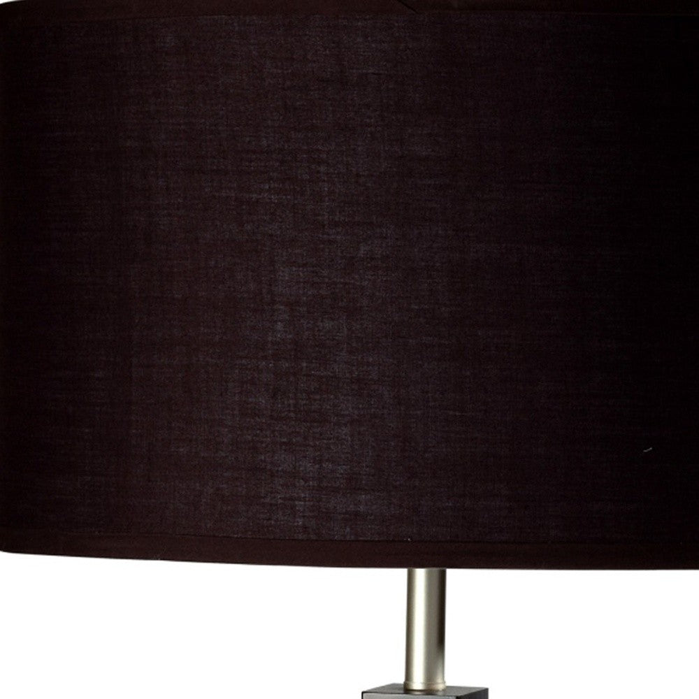 Black Polyresin Table Lamp w/ Brown Classic Shade