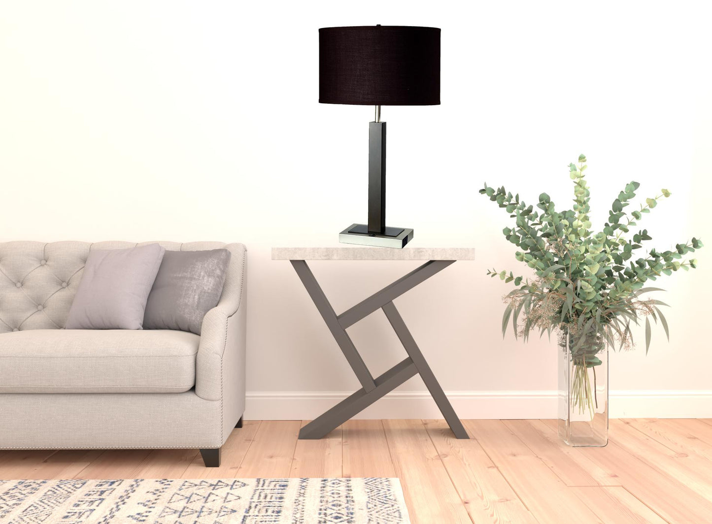 Black Polyresin Table Lamp w/ Brown Classic Shade