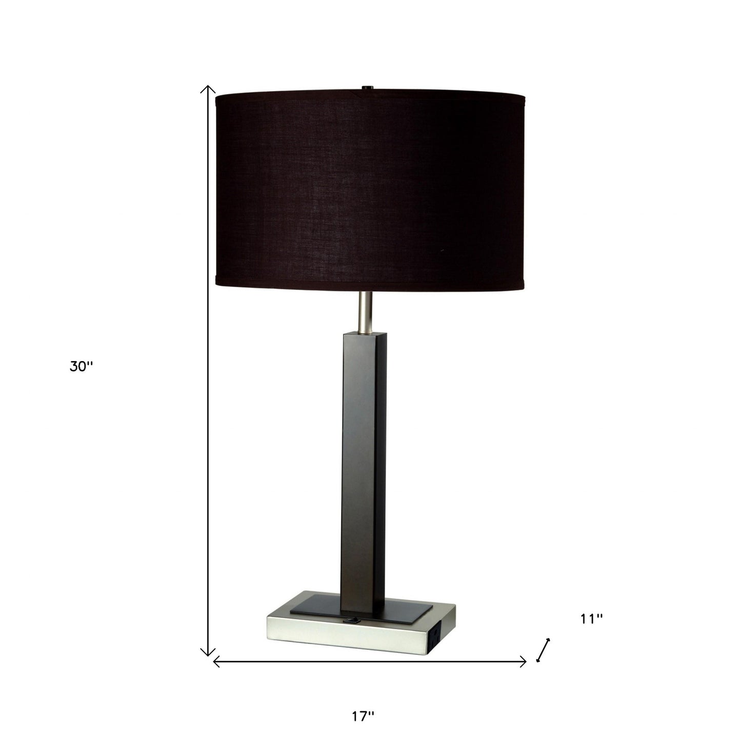 Black Polyresin Table Lamp w/ Brown Classic Shade
