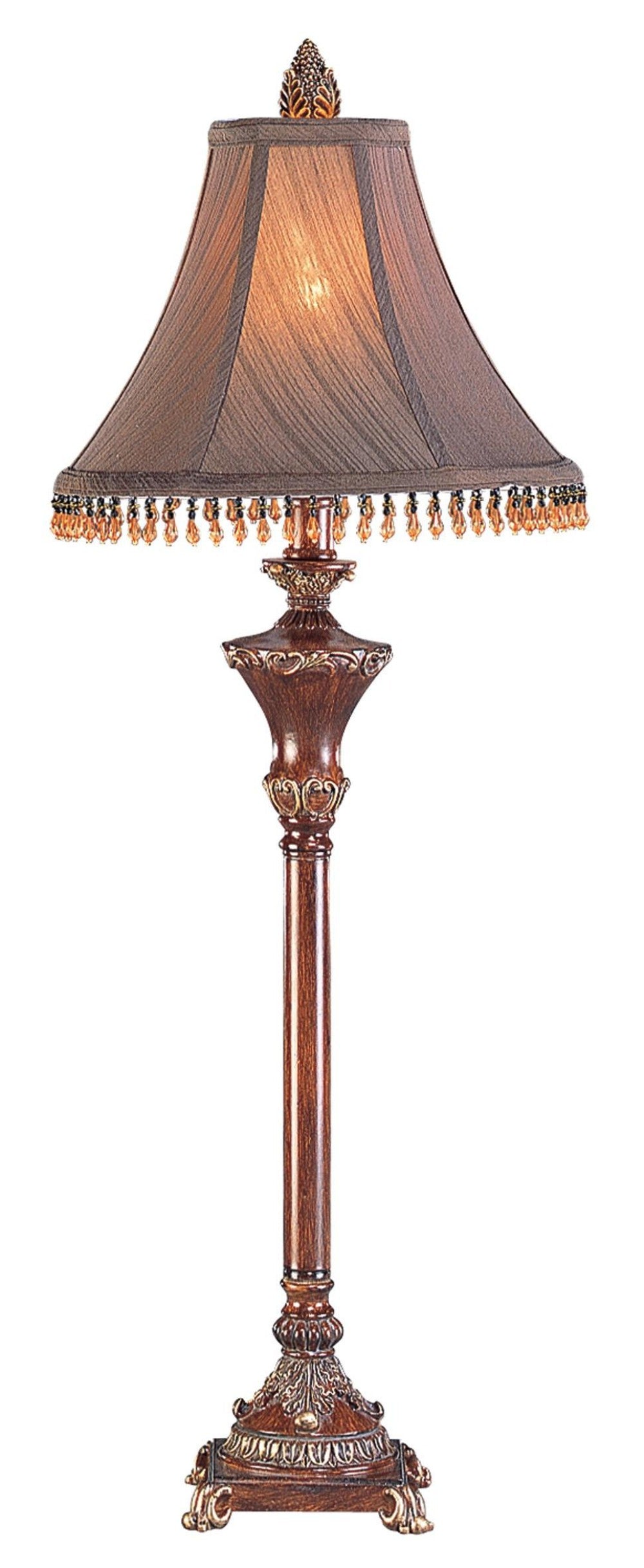 Bronze Polyresin Table Lamp w/ Shade w/ Hanging Beads