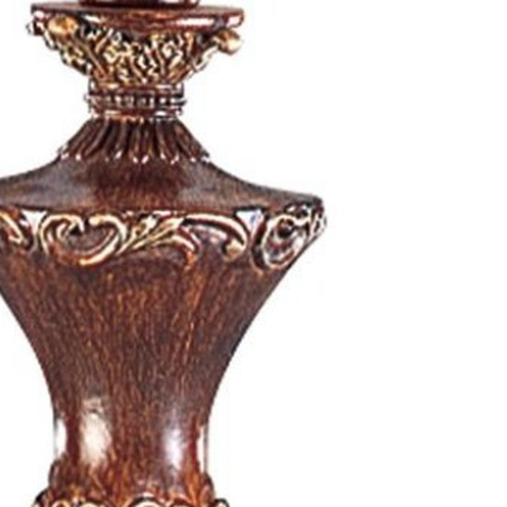 Bronze Polyresin Table Lamp w/ Shade w/ Hanging Beads