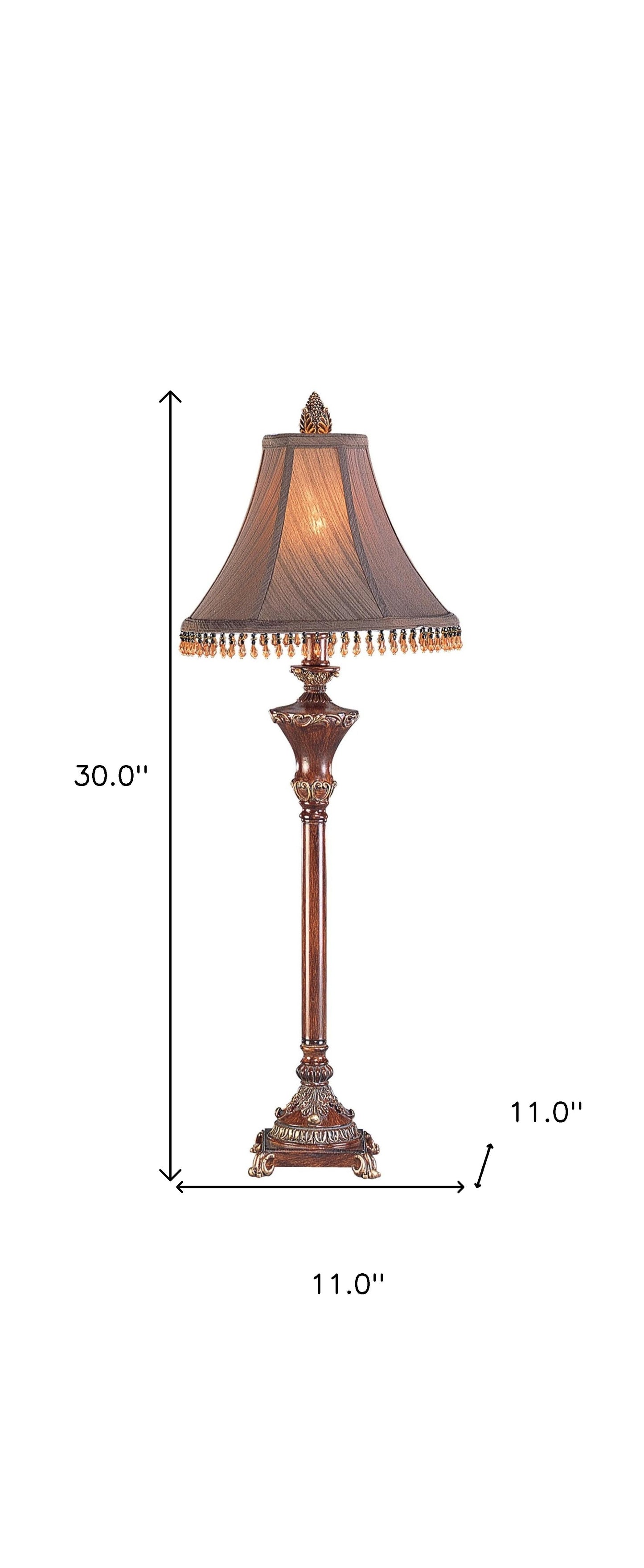 Bronze Polyresin Table Lamp w/ Shade w/ Hanging Beads