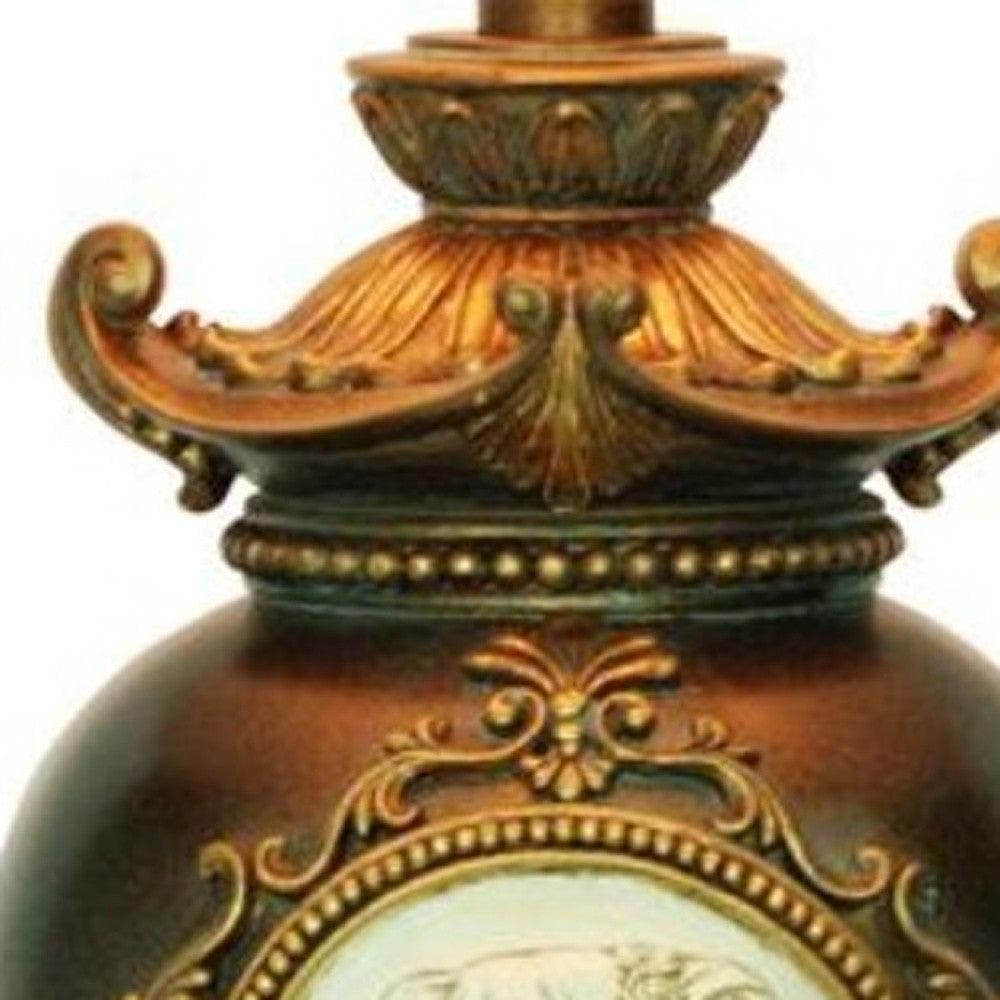 Brown Bedside Table Lamp w/ Off-Shade