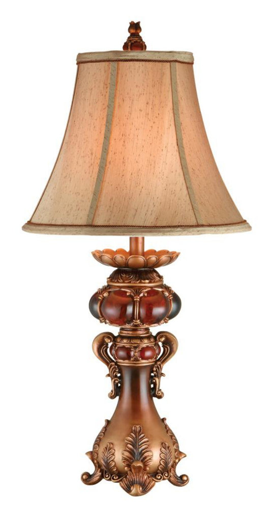 Antique Inspired Table Lamp w/ Linen Lamp Shade