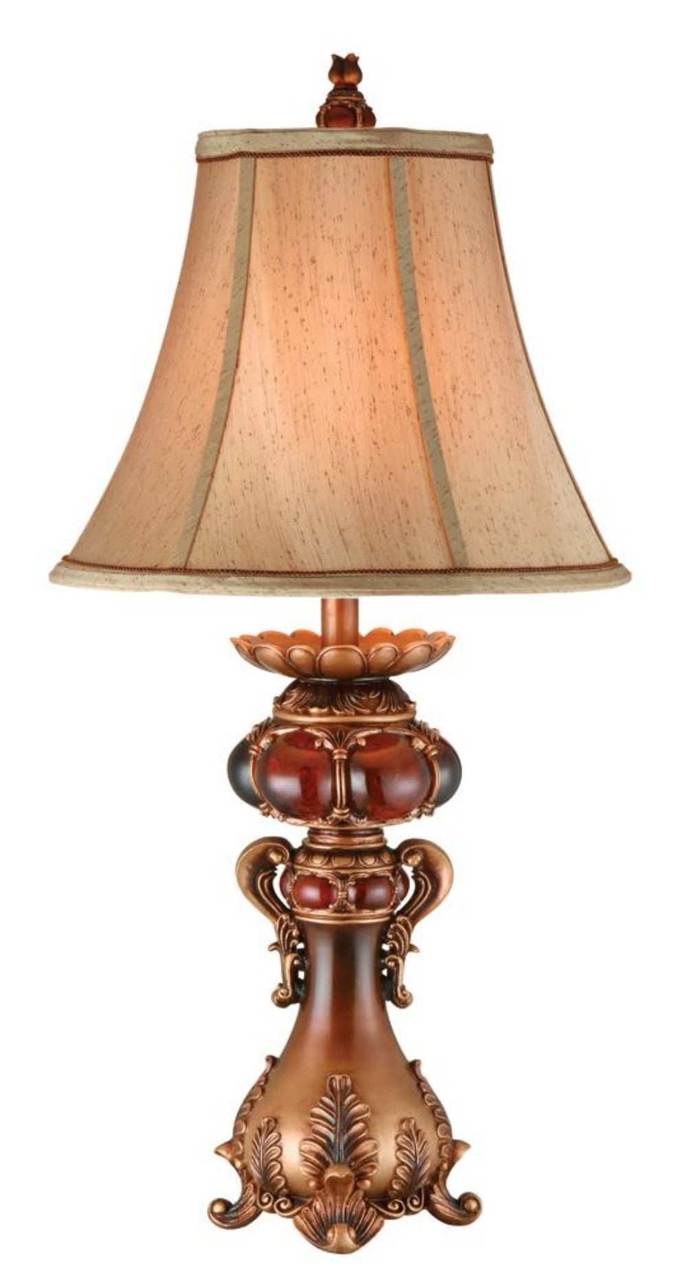 Antique Inspired Table Lamp w/ Linen Lamp Shade