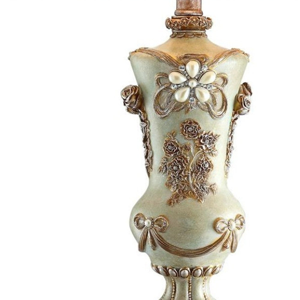 Vintage Silver Table Lamp w/ Rose Accents