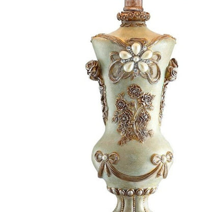 Vintage Silver Table Lamp w/ Rose Accents