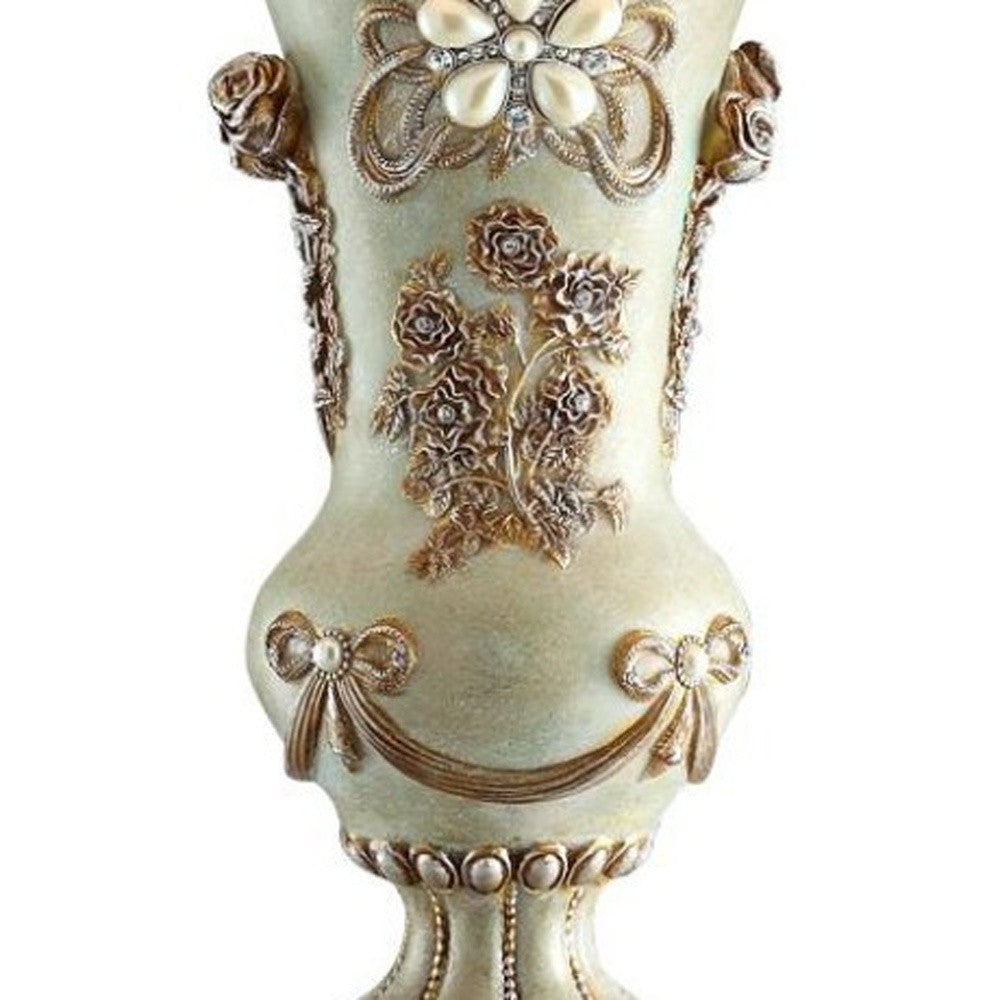 Vintage Silver Table Lamp w/ Rose Accents