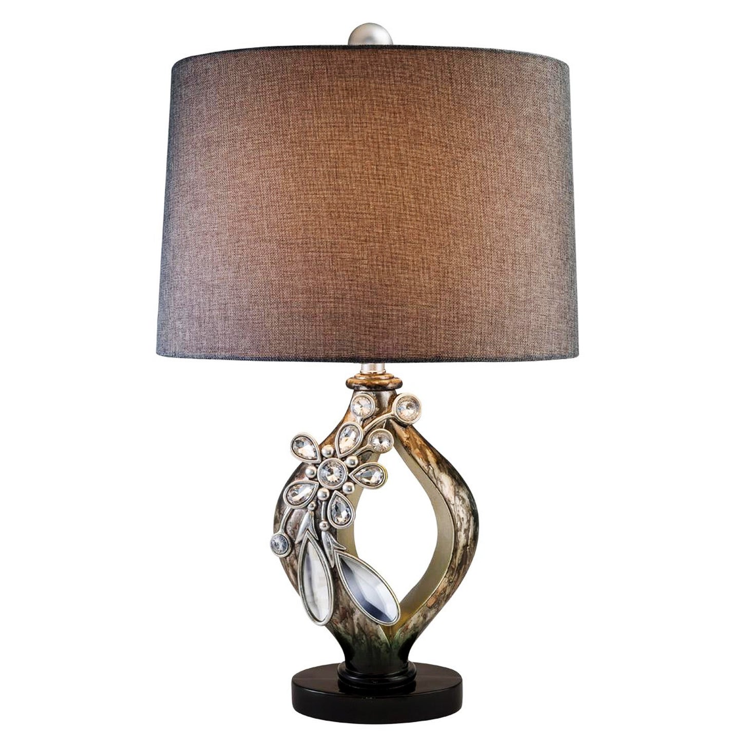 Brown & Gold Faux Crystal Glam Accent Table Lamp