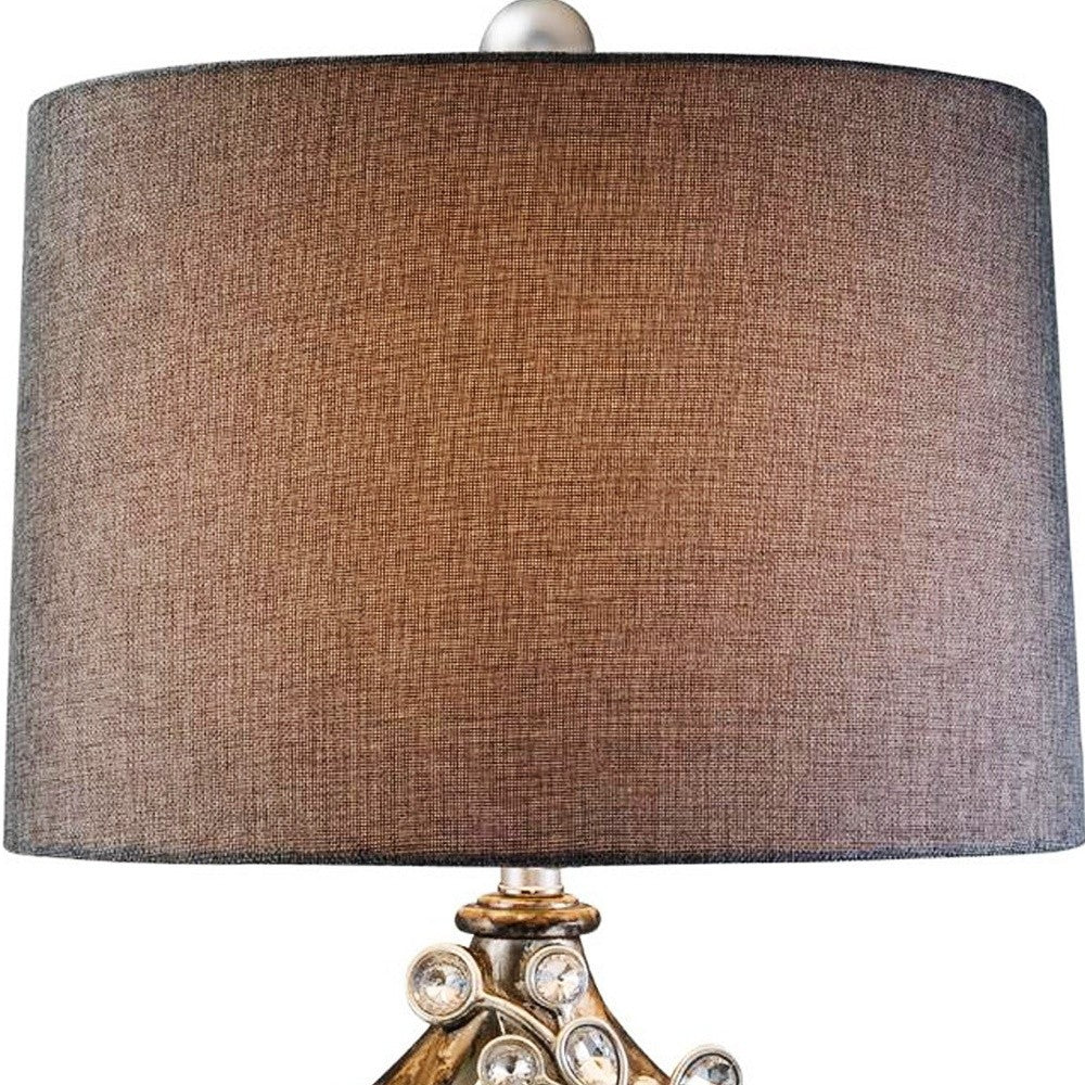 Brown & Gold Faux Crystal Glam Accent Table Lamp