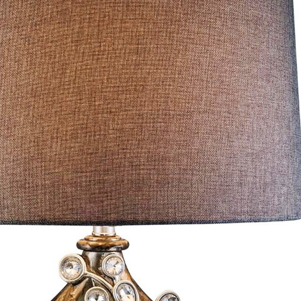 Brown & Gold Faux Crystal Glam Accent Table Lamp