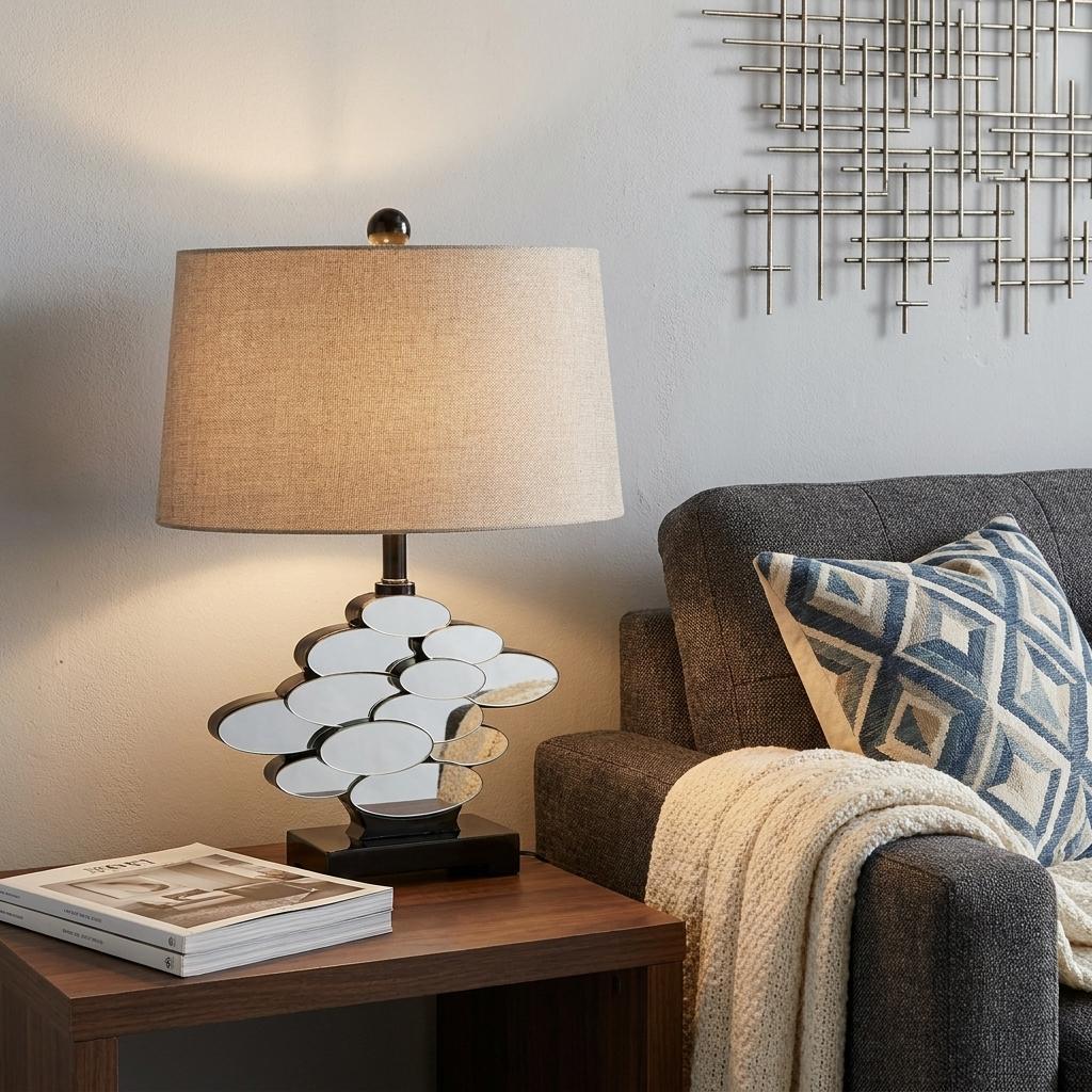 Beautiful Bronzed Table Lamp w/ Glass Accents