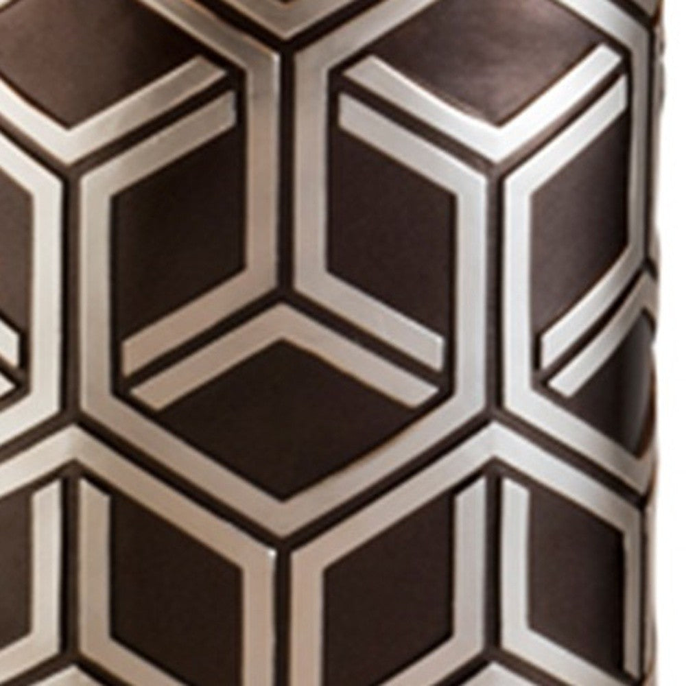 Deep Brown & Silver Geo Weave Table Lamp