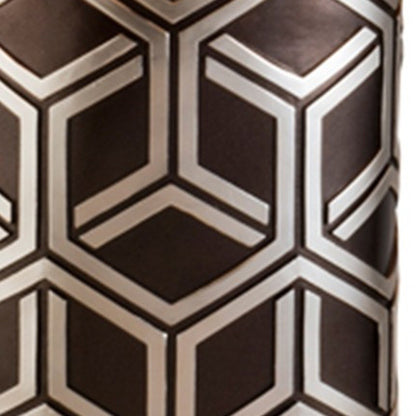 Deep Brown & Silver Geo Weave Table Lamp