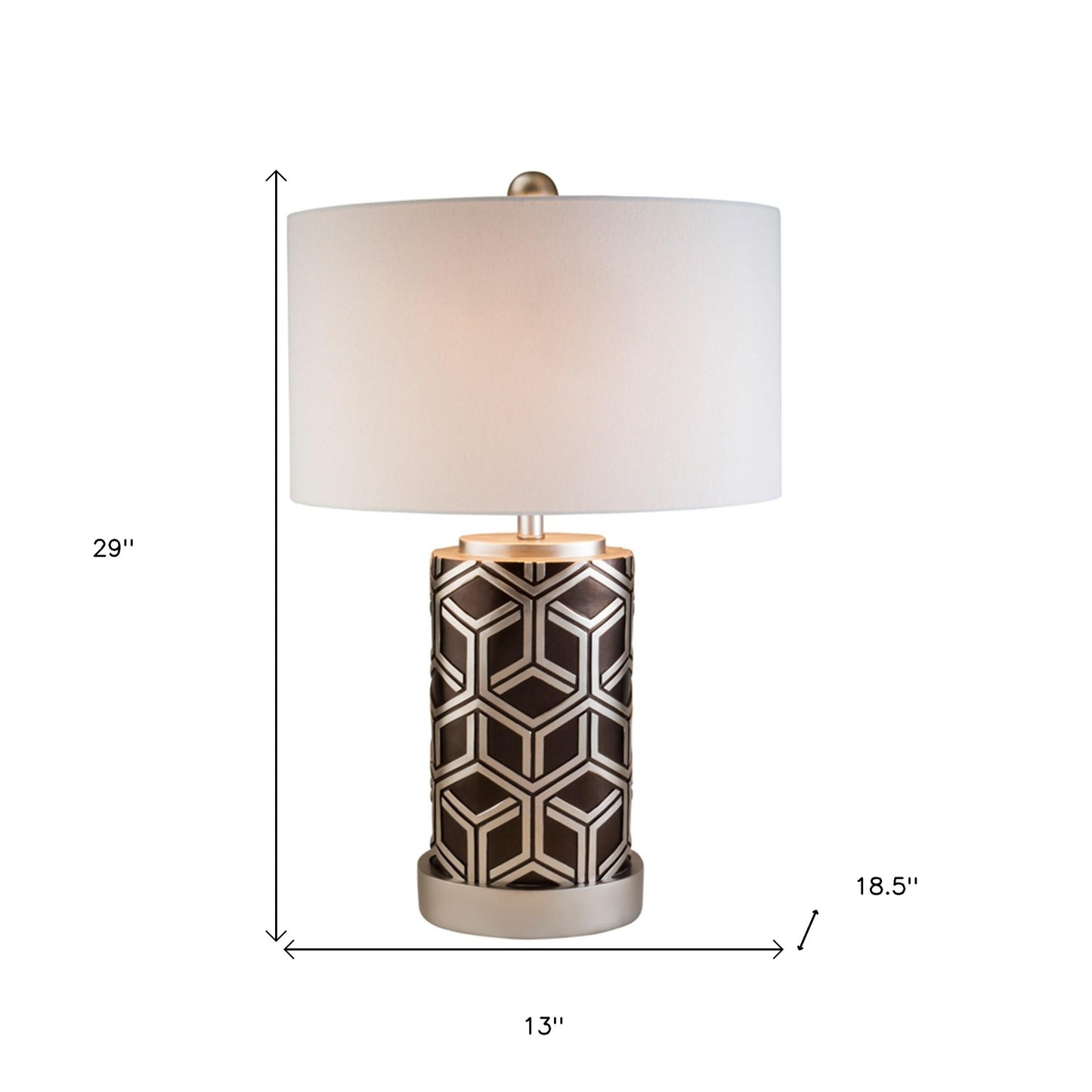Deep Brown & Silver Geo Weave Table Lamp