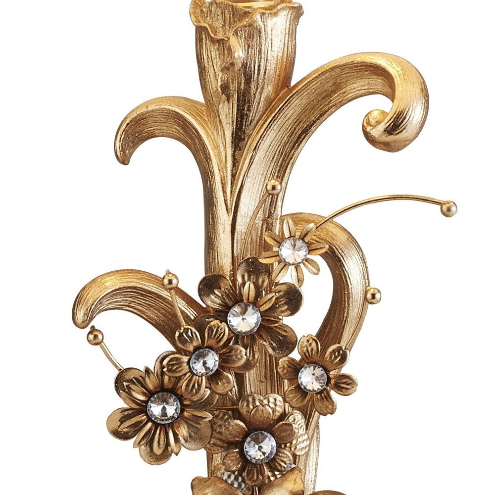 Golden Scroll & Faux Crystal Bling Table Lamp