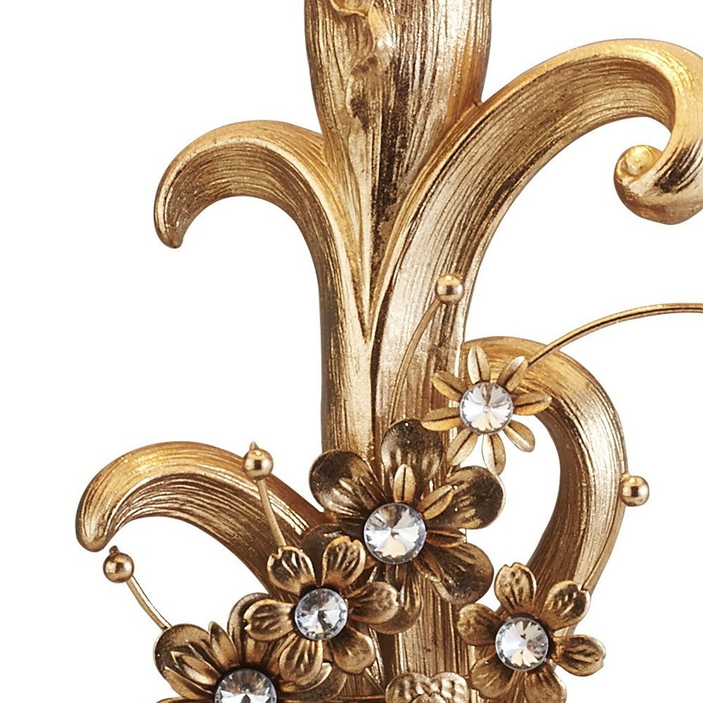 Golden Scroll & Faux Crystal Bling Table Lamp