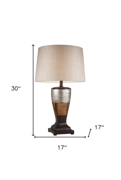 Exotic Brown & Gold Wide Stripe Table Lamp