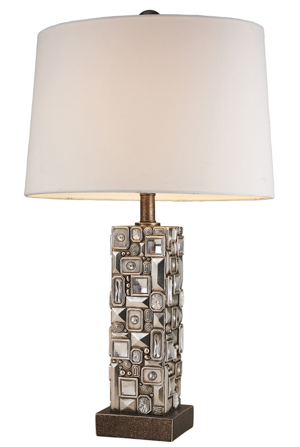 Silver Table Lamp w/ Abstract Mirror Design