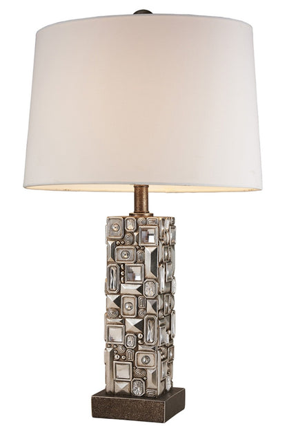 Silver Table Lamp w/ Abstract Mirror Design