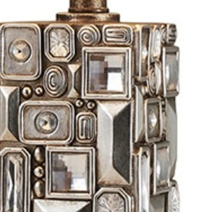Silver Table Lamp w/ Abstract Mirror Design