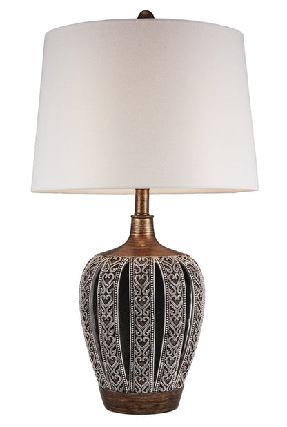 Primo Tall Brown Table Lamp w/ White Lamp Shade