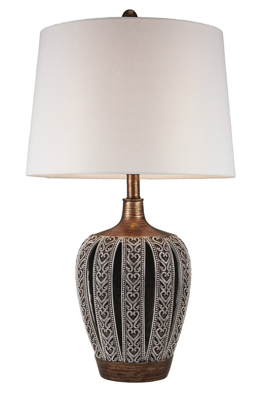 Primo Tall Brown Table Lamp w/ White Lamp Shade