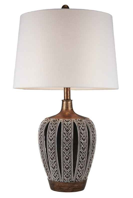 Primo Tall Brown Table Lamp w/ White Lamp Shade