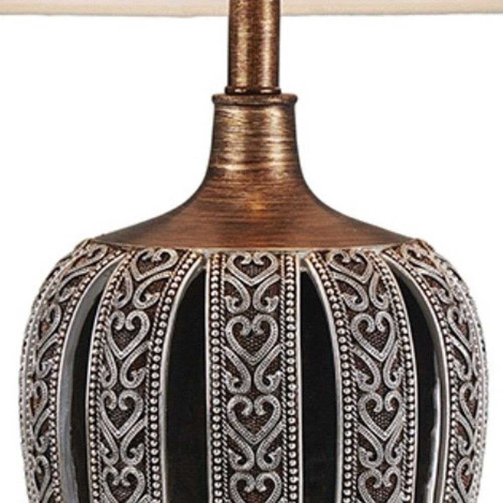 Primo Tall Brown Table Lamp w/ White Lamp Shade