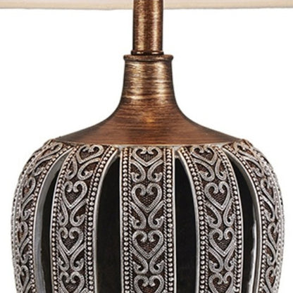 Primo Tall Brown Table Lamp w/ White Lamp Shade