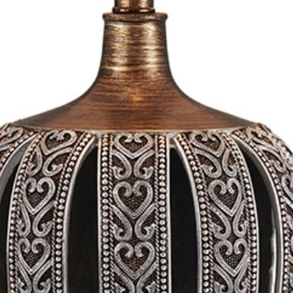 Primo Tall Brown Table Lamp w/ White Lamp Shade