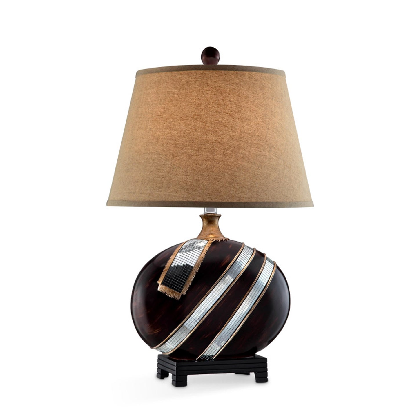 Dark Brown Polyresin Lamp w/ Beige Shade
