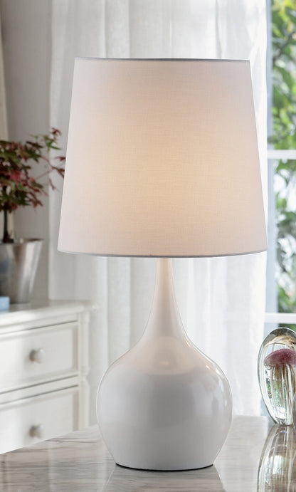 White Bedside Table Lamp w/ Off-Shade