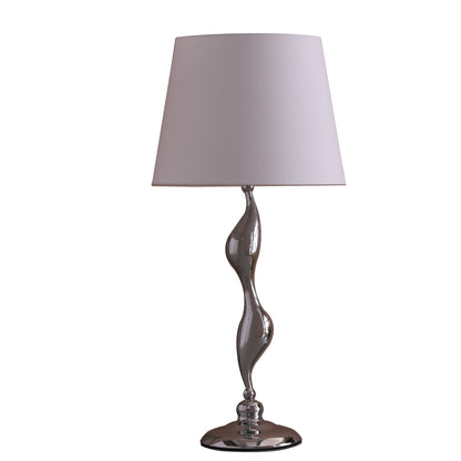 Silver Bedside Table Lamp w/ Shade