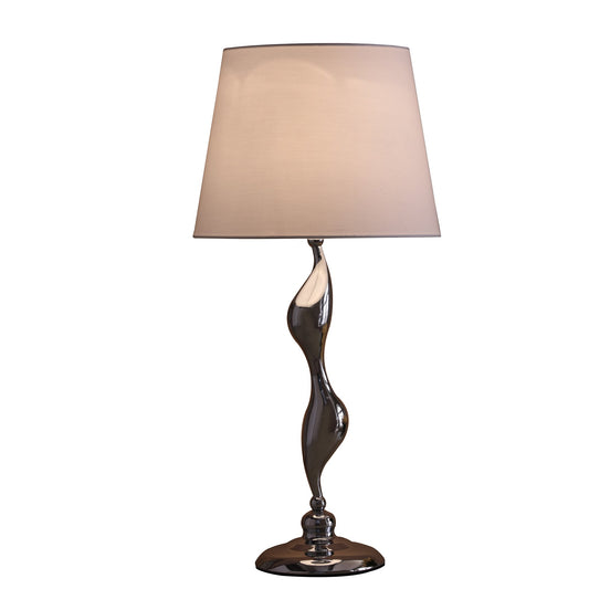 Silver Bedside Table Lamp w/ Shade