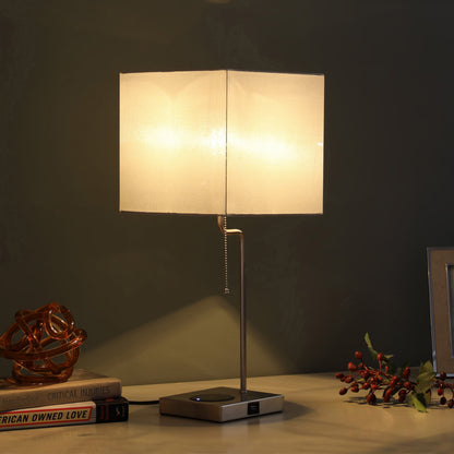 Gray Bedside Table Lamp w/ Gray Shade