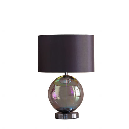Iridescent Glass Globe Table Lamp w/ Gray Classic Shade