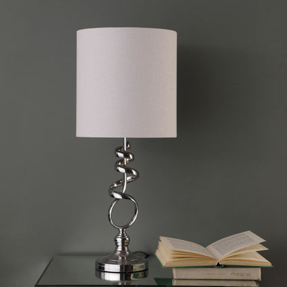 Nickel Bedside Table Lamp w/ Off Shade