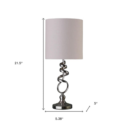 Nickel Bedside Table Lamp w/ Off Shade